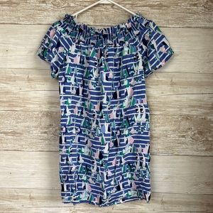 Vineyard Vines Marlin Harbor Scene Sailboat Boat Off The Shoulder Dress Size M